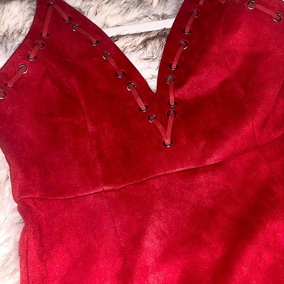 NWOT💥TEA & CUP LOS ANGELES🍒 Faux Suede Dress - Picture 2 of 5